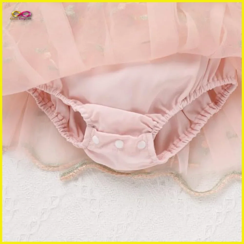 Floral Lace Tulle Romper Tutu Dress Headband Set Boho Princess Birthday Outfit - Picture 2 of 7